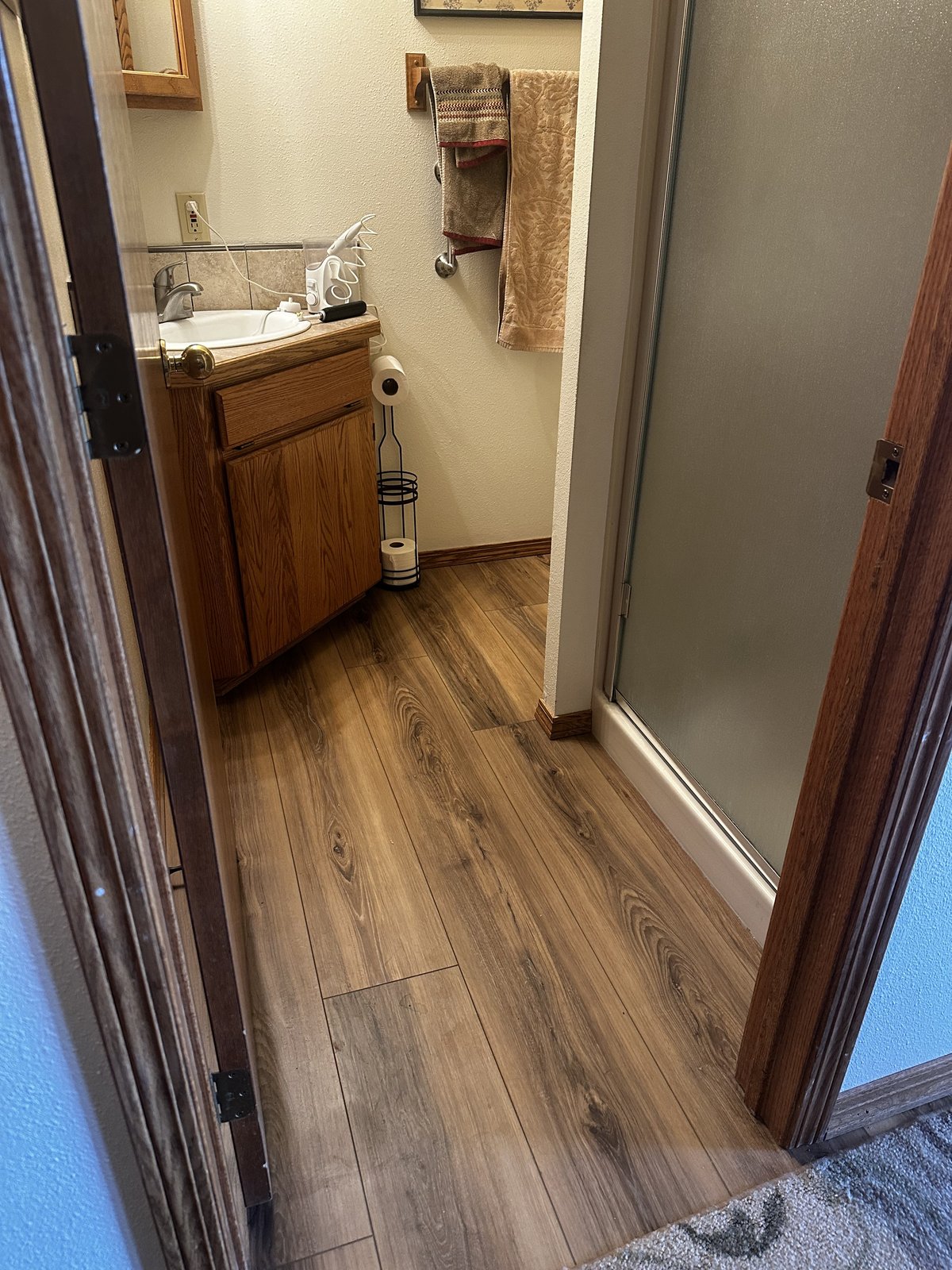 Bathroom LVP flooring after