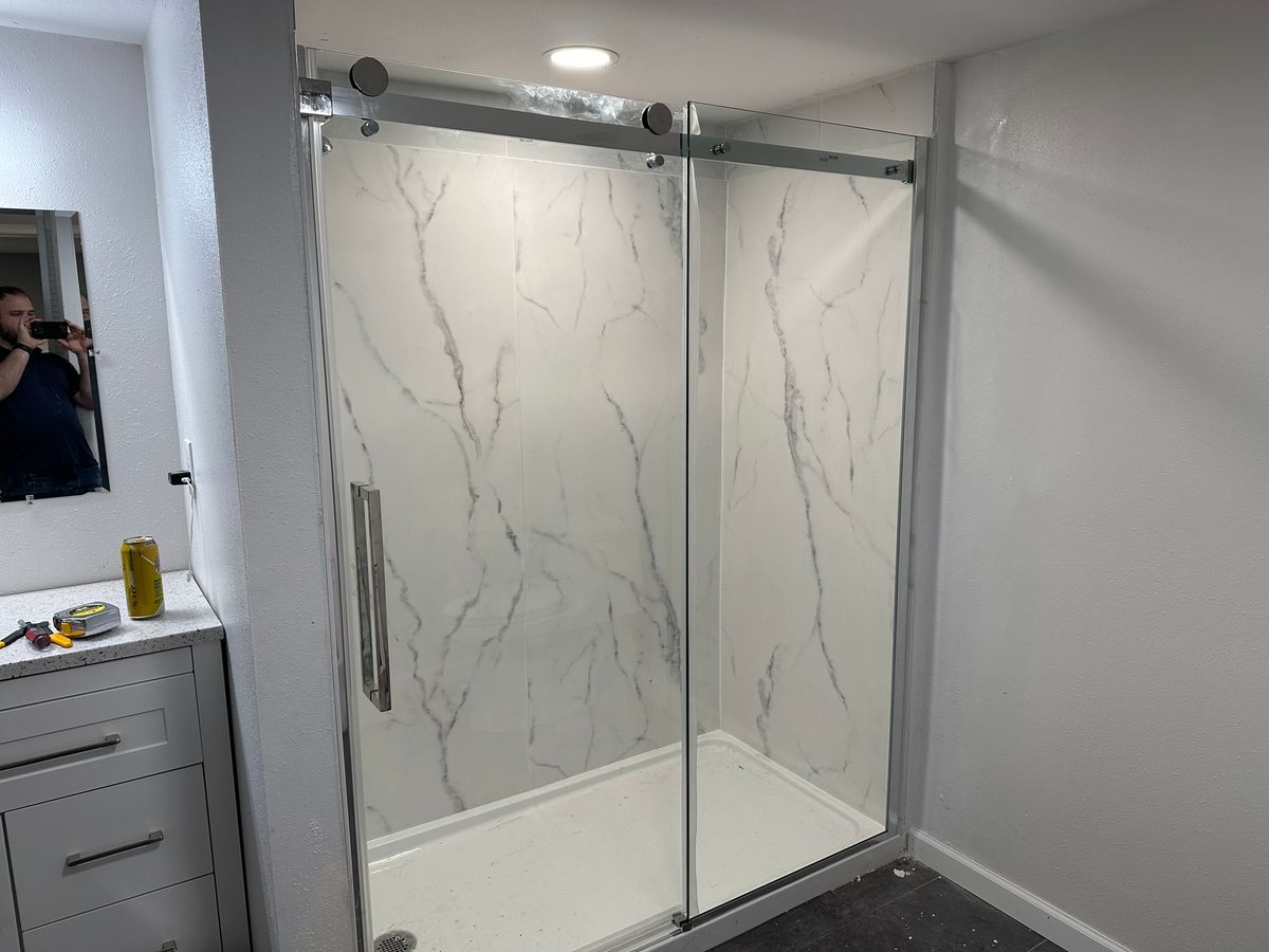 Glass shower close-up