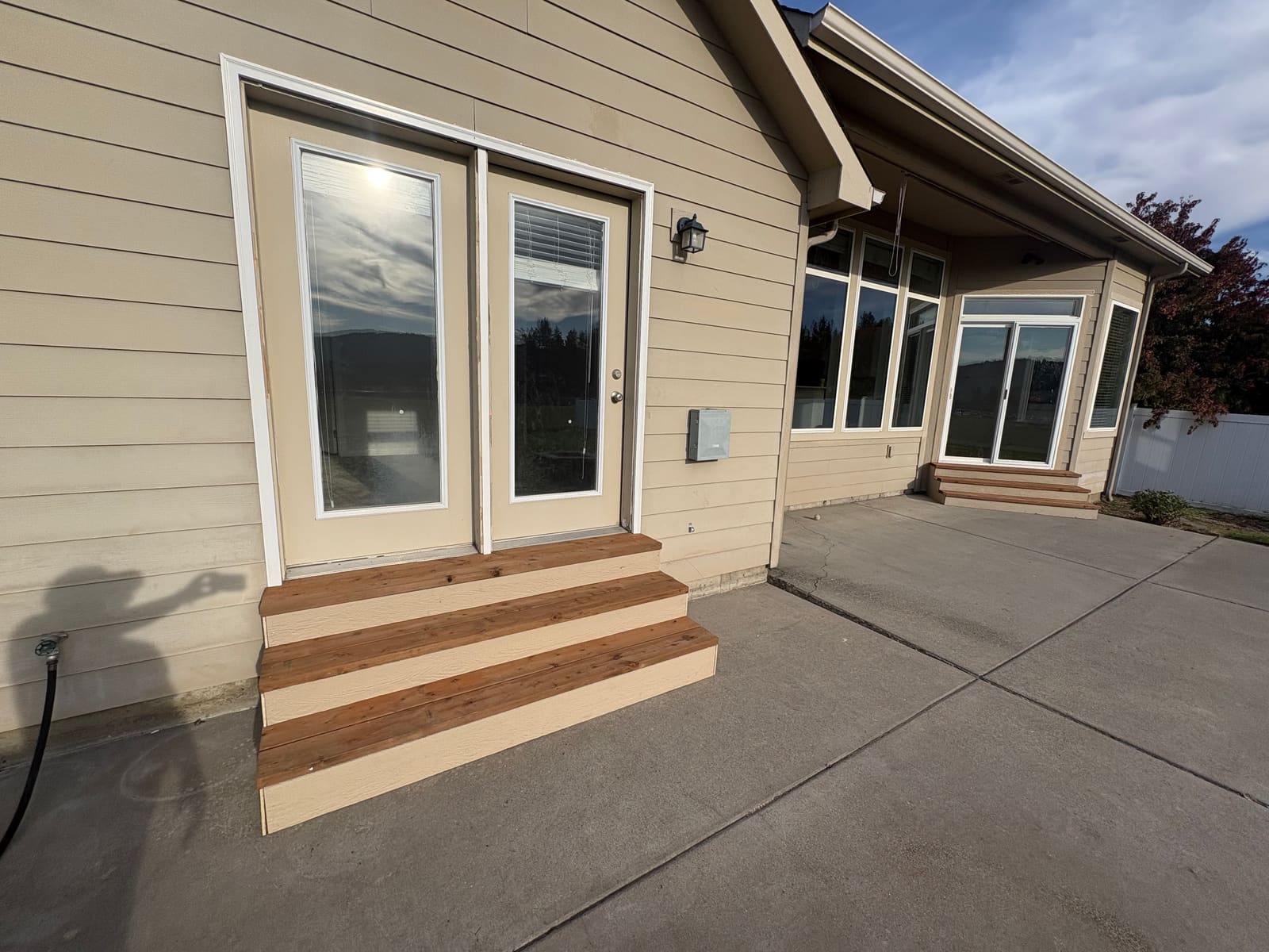 Finished exterior stairs with new door trim