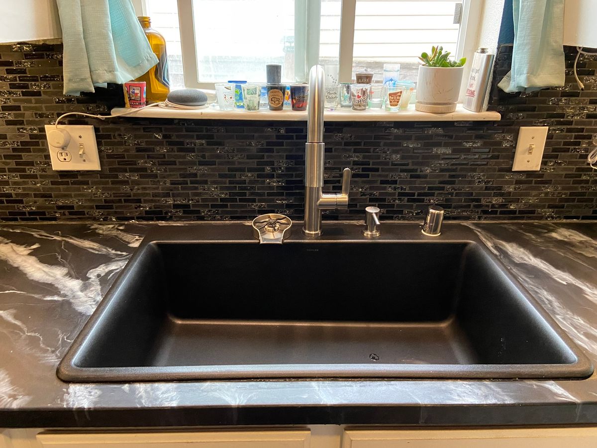 Epoxy countertop sink closeup