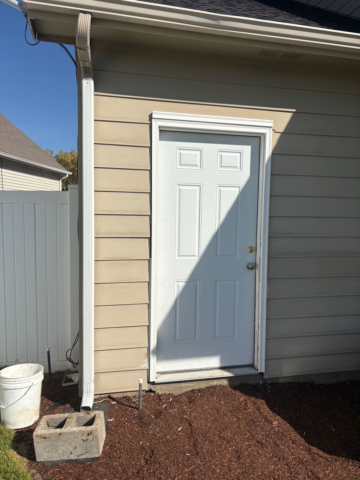 Exterior door with new trim